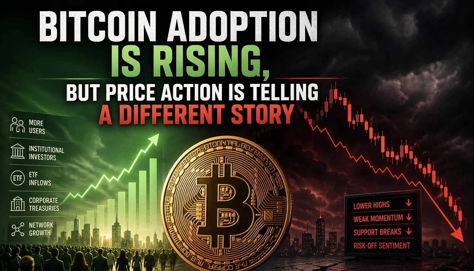 پذیرش بیت کوین در حال افزایش است، اما حرکت قیمت روایت متفاوتی دارد