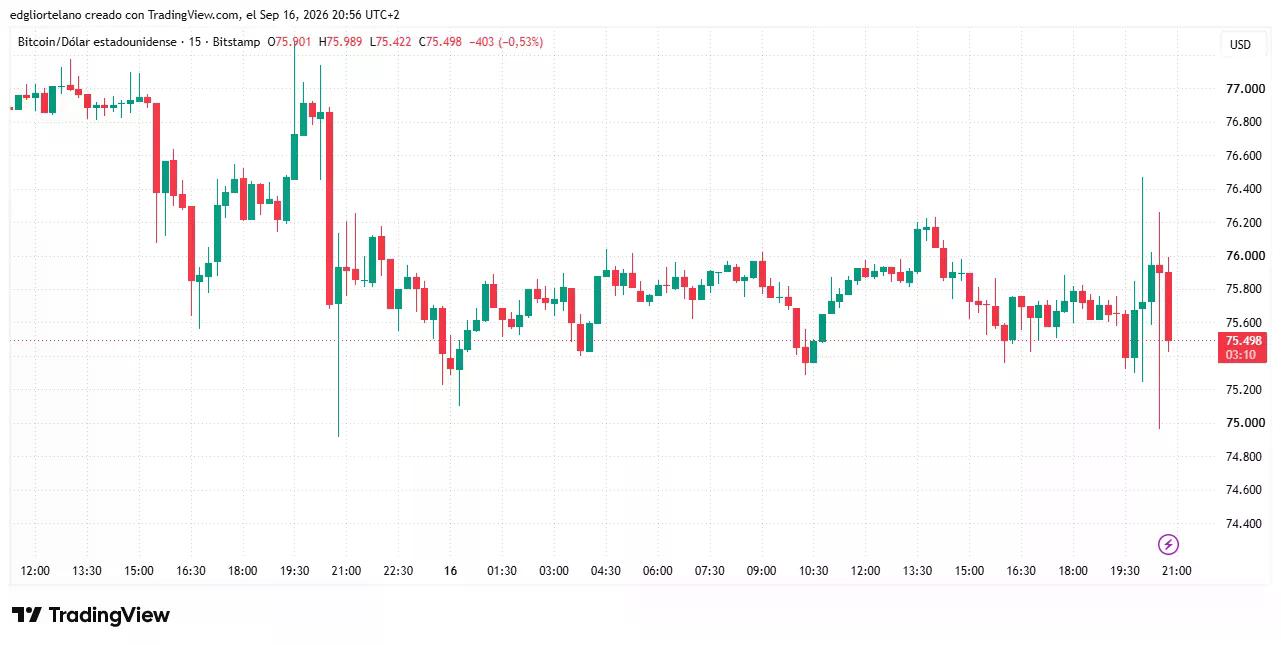 Bitcoin price data. Image: Tradingview