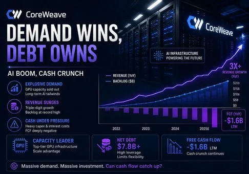 CoreWeave (CRWV) Equity Research Report - AI Demand Is Explosive, but Debt-Funded Growth Still Owns the Economics