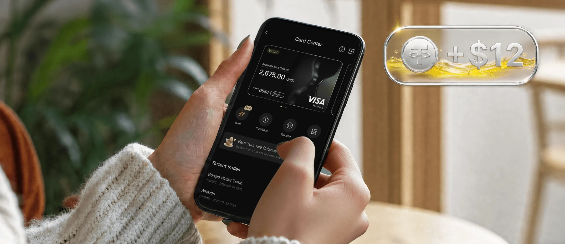 LBank Card alongside coins earned from idle assets